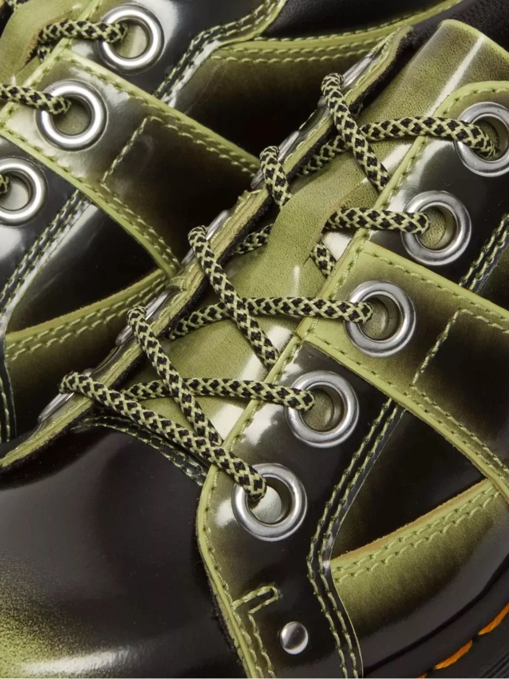 Dr Martens 5-eye max distressed leather platform shoes in lime green-arcadia